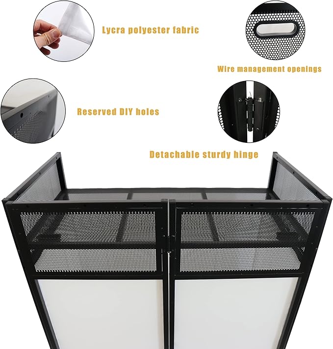 Portable DJ Booth DJ Facade DJ Table Station Two-position Height Adjustable - Image 4