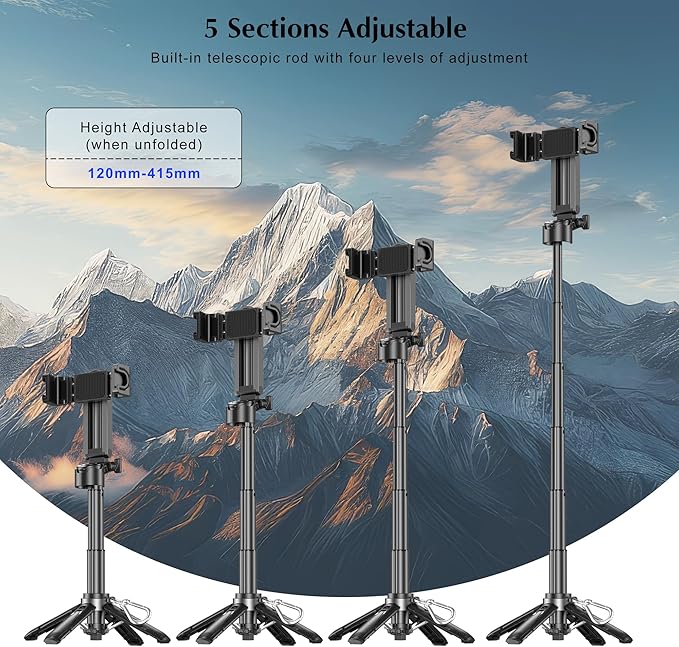 Mini Selfie Stick Tripod, Extendable Grip Phone Tripod - Image 5