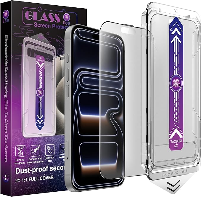Matte Screen Protector for iPhone 17 Pro 6.3-Inch, Auto Dust Removal, 9H by Unknown