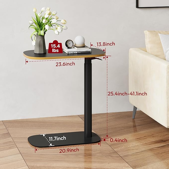 SANODESK Adjustable Overbed Bedside Table Pneumatic Adjustable Height Laptop - Image 2