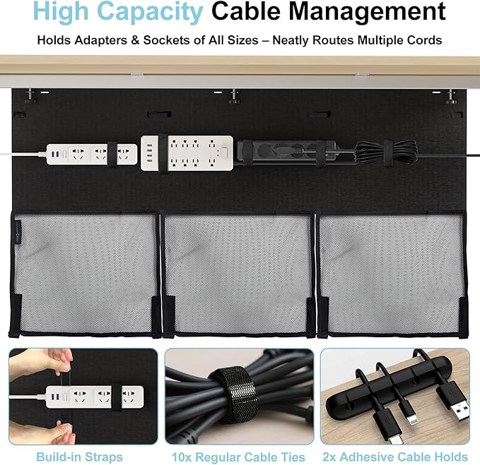 No Drill Under Desk Cable Management and Privacy Panel 2 in 1 | Modesty Panel - Image 2