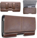 Leather Phone Holster for Men, Horizontal Cell Phone Case, Fits iPhone 17/17 by WirelessCity