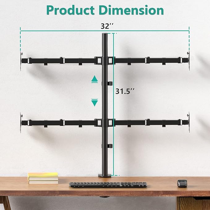 WALI Quad Monitor Desk Mount, 4 Monitor Stand Fits Heavy Duty Computer Screen - Image 5