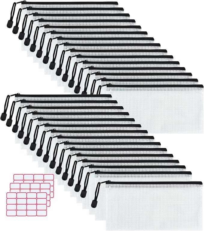 Vuzvuv 30pcs 9.1"x 4.5" Mesh Zipper Pouch Zipper Bags, Zipper Case Pouch Bulk by Vuzvuv