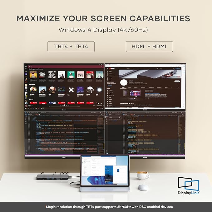 Satechi Thunderbolt 4 Dock 100W Charging, Dual Monitor HDMI 4K/60Hz, 40Gbps - Image 4