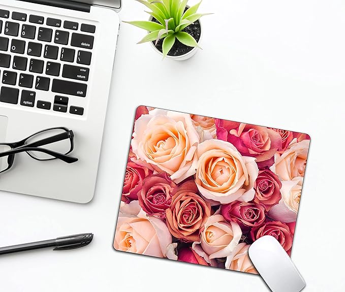 Blooming Roses Mouse Pad, Beautiful Flowers Mousepad - Image 5