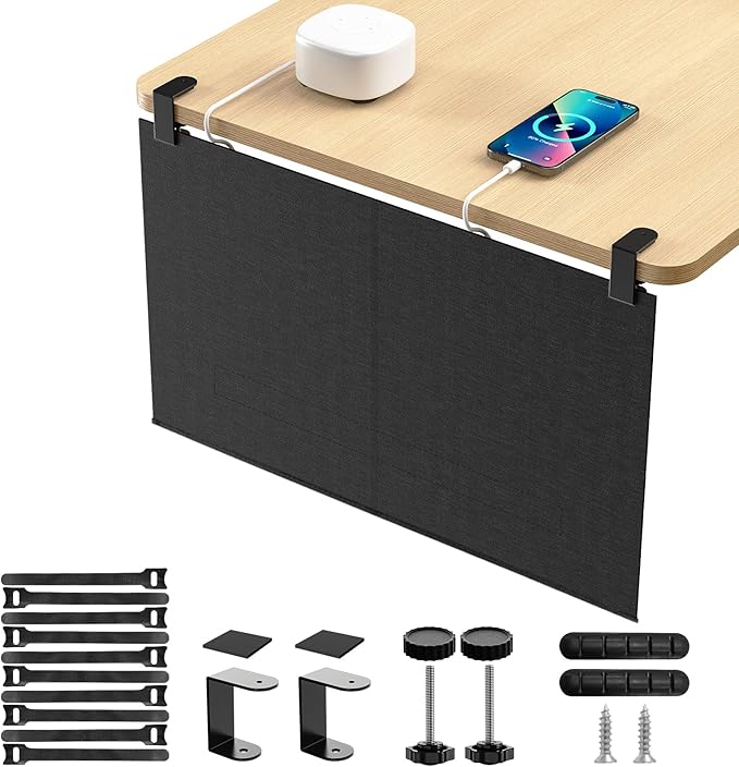 No Drill Under Desk Cable Management and Privacy Panel 2 in 1 | Modesty Panel by ERGOCOLLECT