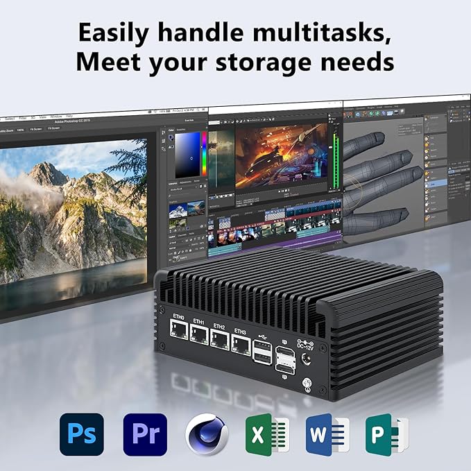 Firewall Micro Appliance Core N150, 4xi226-V 2.5G Fanless Mini PC, 2*NVMe 2*SATA - Image 5