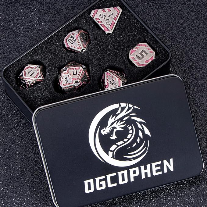 Metal DND Sci-fi Dice Set 7PCS Stripe Polyhedral Dice - Image 7