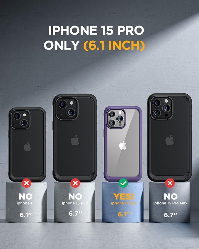 Miracase for iPhone 15 Pro Case Full-Body Built-in Glass Screen Protector& - Image 5