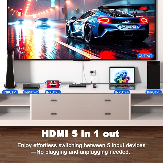 HDMI Switch 5 in 1 Out 8K@60Hz 4K@120Hz - Image 3