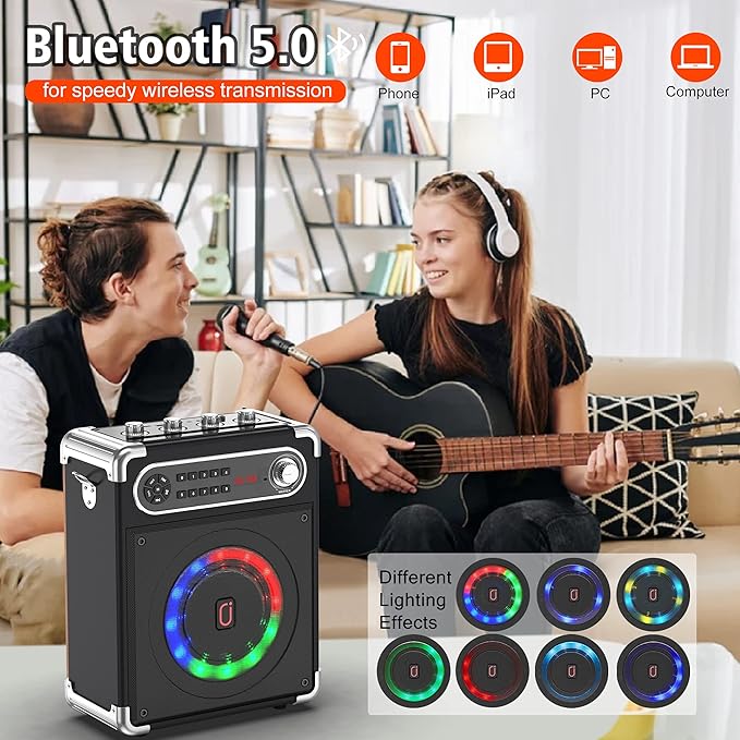 Bluetooth Speaker with Two Wireless Microphones, Outdoor Speaker with - Image 6