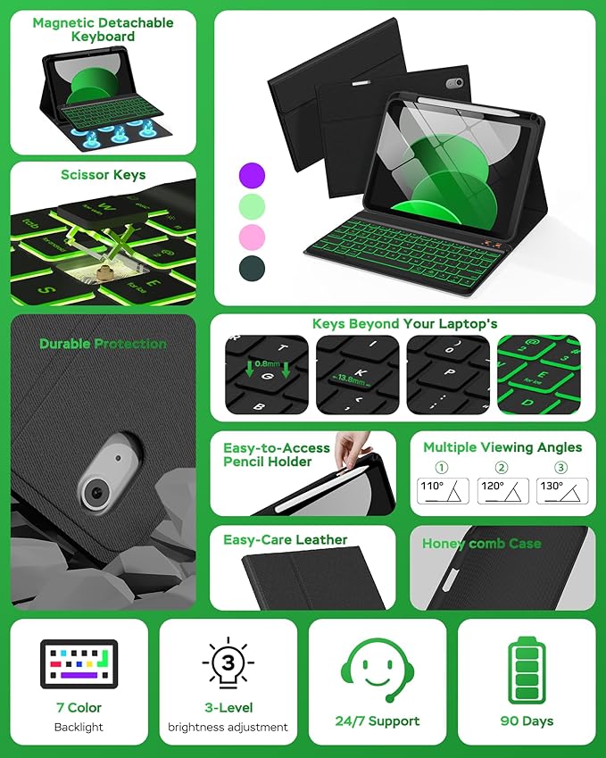 Folio Keyboard Case for iPad 10th Gen 10.9 inch and iPad 11th, Magnetic - Image 3