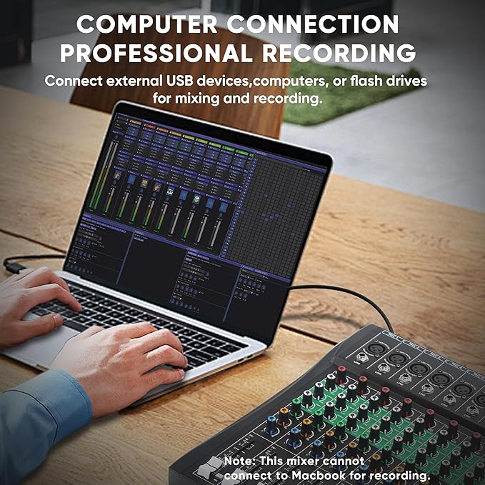 8 Channel Audio Mixer, Professional DJ Mixer Board Sound Music Mixing Console - Image 4