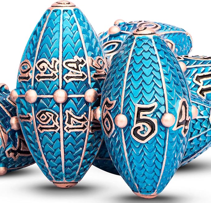 ARUOHHA DND Metal Dice Copper Blue Dragon Egg Dice by ARUOHHA