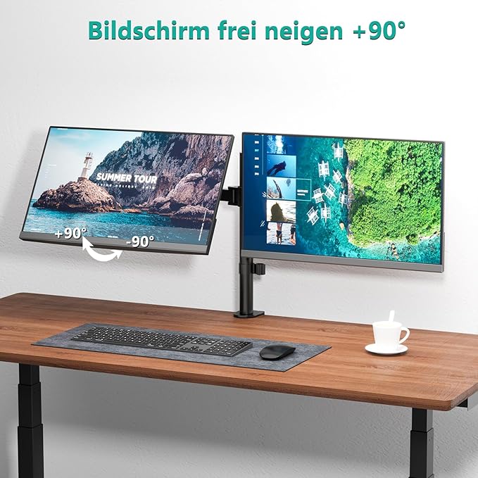 WALI Dual Monitor Stand for 13-27 inch Screens, Dual Monitor Mounts for 2 - Image 3