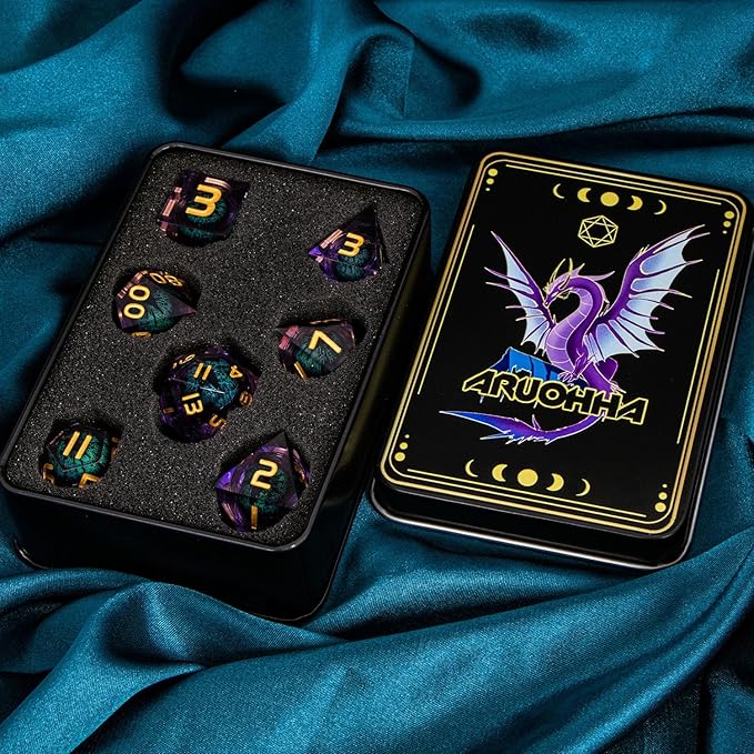 ARUOHHA Dragon Eye DND Dice, Liquid Core Polyhedral D and D Dice Set D20 D12 - Image 7