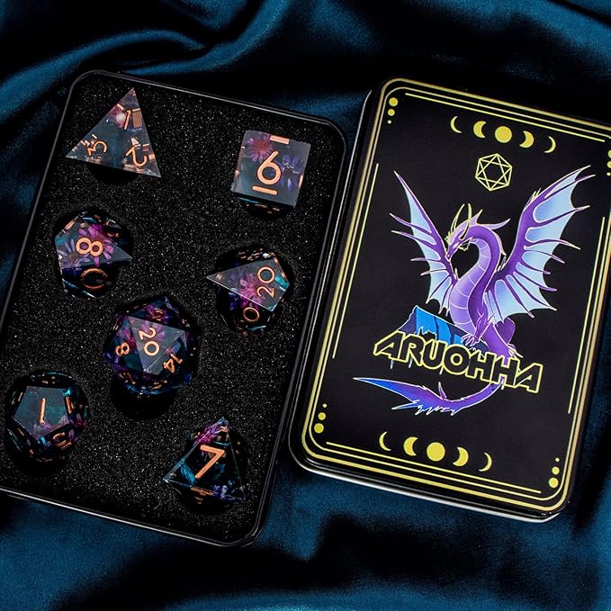 ARUOHHA DND Resin Dice Translucent Sharp Edged Dragons Dice Set - Image 6