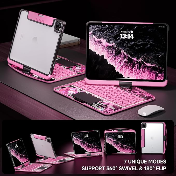 Transparent Case with Keyboard for 2024 iPad Pro 13 inch, iPad Pro 13, 7-Color - Image 4