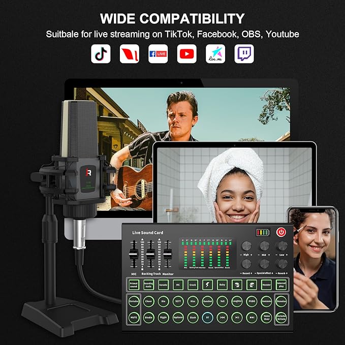 RHM Podcast Equipment Bundle, All-in-One Audio Interface DJ Mixer - Image 8