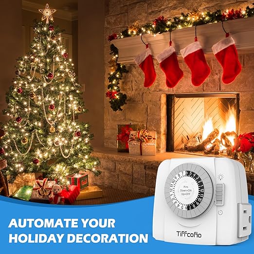 TiFFCOFiO Indoor Mechanical Light Timer, 3 Prong Plug in Outlet Timer, 2 - Image 7