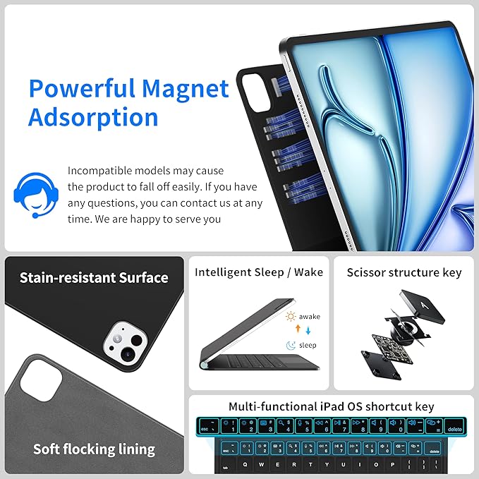 iPad Air 11 inch Case with Keyboard & iPad Pro 11 inch, Magic Keyboard - Image 4