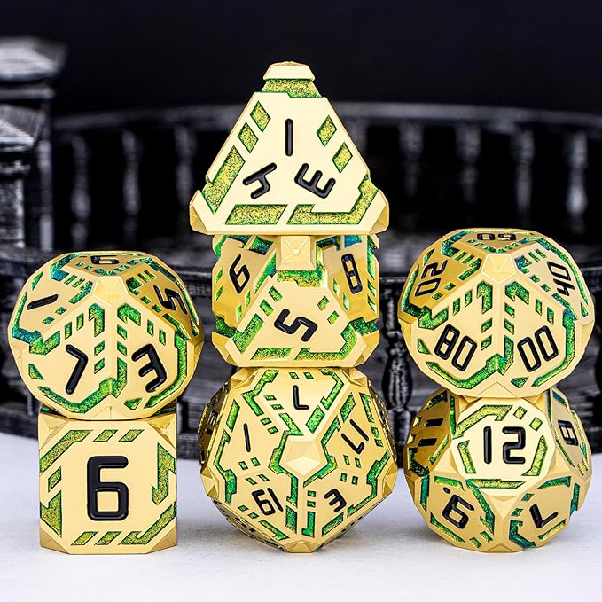 Metal DND Sci-fi Dice Set 7PCS Stripe Polyhedral Dice - Image 2