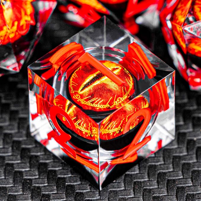 ARUOHHA DND Resin Dice Gazes Eye Dice Liquid Core Red RPG Sharp Edged Dice Set - Image 3