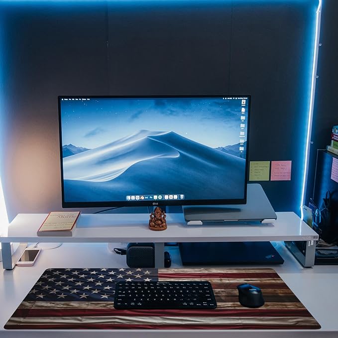Large Gaming Mouse Pad for Desk, Wooden American Flag Desk Mat, Wooden USA Flag - Image 6