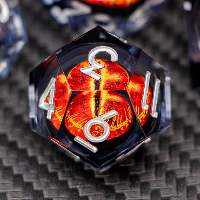 ARUOHHA DND Resin Dice Gazes Eye Dice Liquid Core Flaming RPG Sharp Edged Dice - Image 5