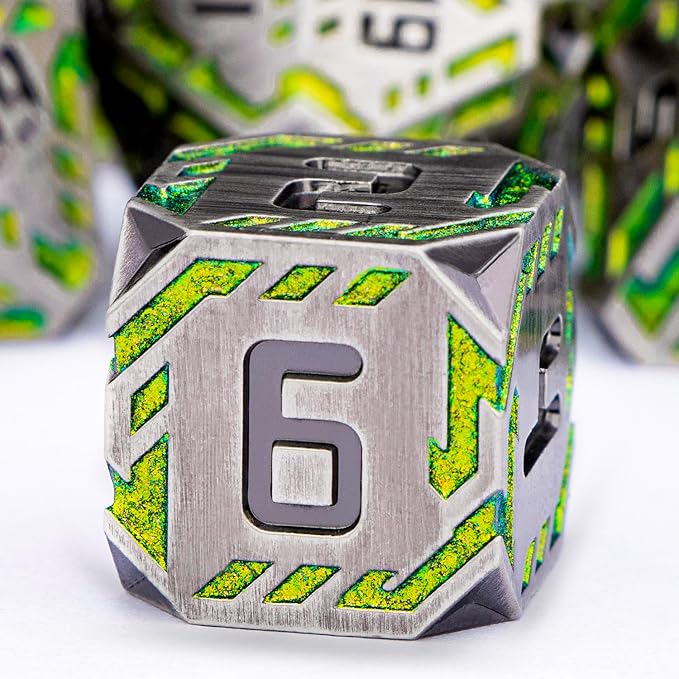 Metal DND Sci-fi Dice Set 7PCS Stripe Polyhedral Dice - Image 3