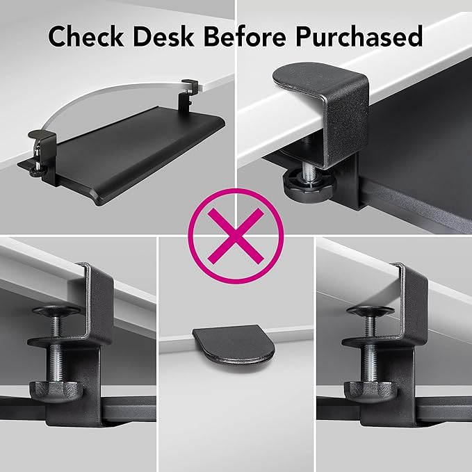EHO Clamp-On Retractable Adjustable Keyboard Tray, Under Desk Ergonomic - Image 4