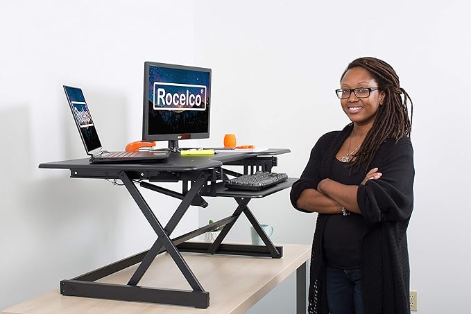 Rocelco 46" Large Height Adjustable Standing Desk Converter - Image 5
