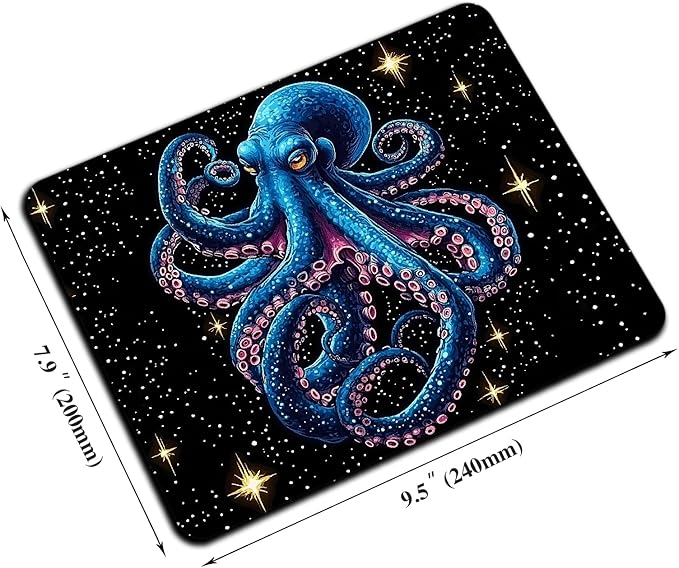 Mouse Pad, Cute Cool Blue Octopus Mouse Pads - Image 2