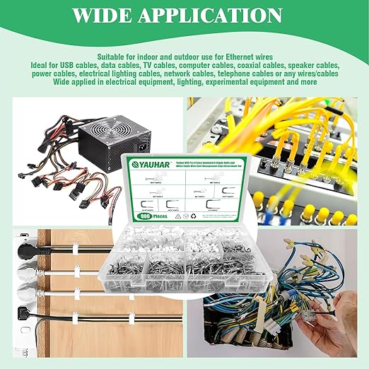 800Pcs 4mm 6mm 8mm 10mm J-Hook Ethernet Cable Nails Wire Clips - Image 7