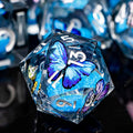 Butterfly DND Dice Blue-Black Liquid Core Dice Set by ORIFANTOU