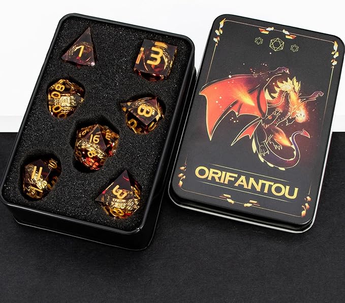 Magic Golden Ring DND Dice Set Sharp Edge Red Resin Dice - Image 7