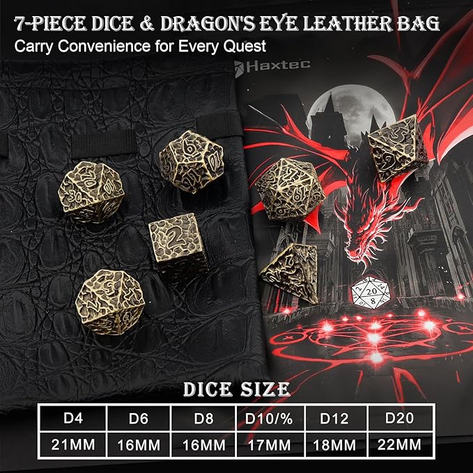 Haxtec Metal DND Dice Set Polyhedral D&D Dice Compatible - Image 8