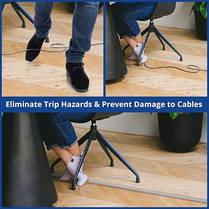 ZhiYo Floor Cord Cover 4ft, Cord Hider Floor Gray, Cable Management Cover - Image 3