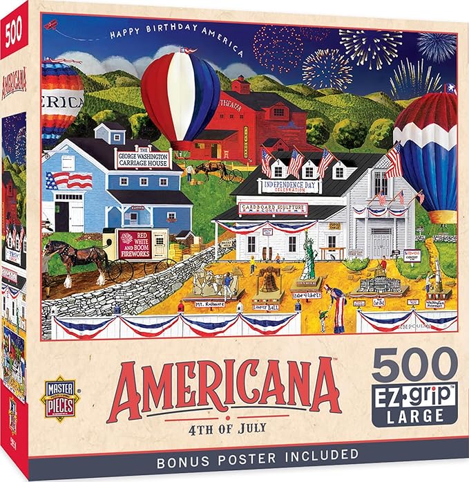 Masterpieces - 500 Piece Jigsaw Puzzle, Large EZ Grip Shapes, 4th of July by MasterPieces