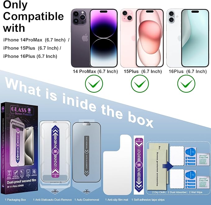 2 Pack Matte Screen Protector for iPhone 16 Plus and iPhone 15 Plus and iPhone - Image 2
