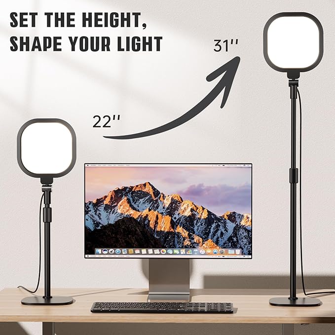 Desk Ring Light with Stand and Phone Holder, 3000K-6500K Dimmable Computer - Image 5