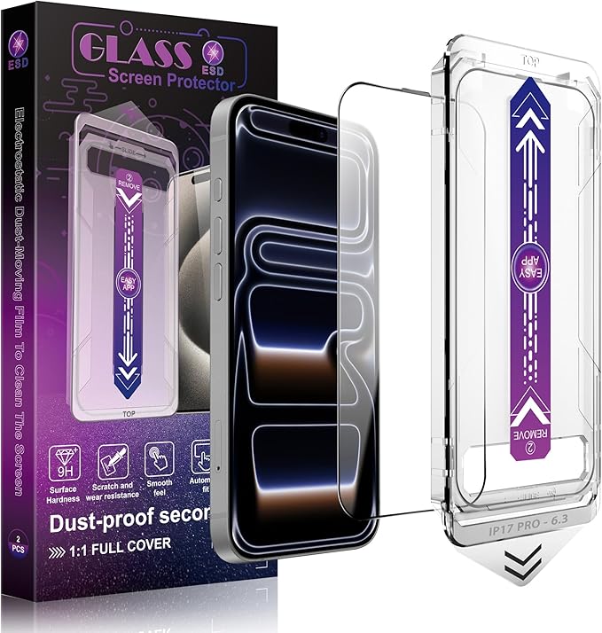 Screen Protector for iPhone 17 Pro 6.3-Inch, 2 Pack, 9H Tempered Glass by Unknown
