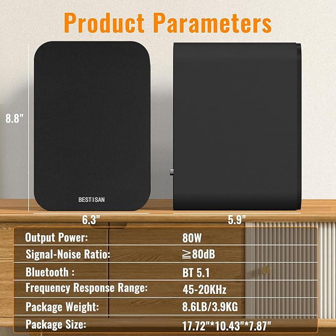 BESTISAN Bluetooth Bookshelf Speakers, Powered Computer Speakers - Image 4