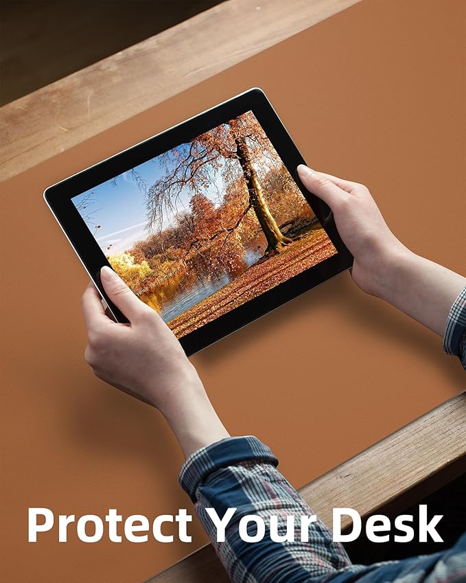 Leather Desk Pad Protector, Mouse Pad, Office Desk Mat, Non-Slip PU Leather - Image 3