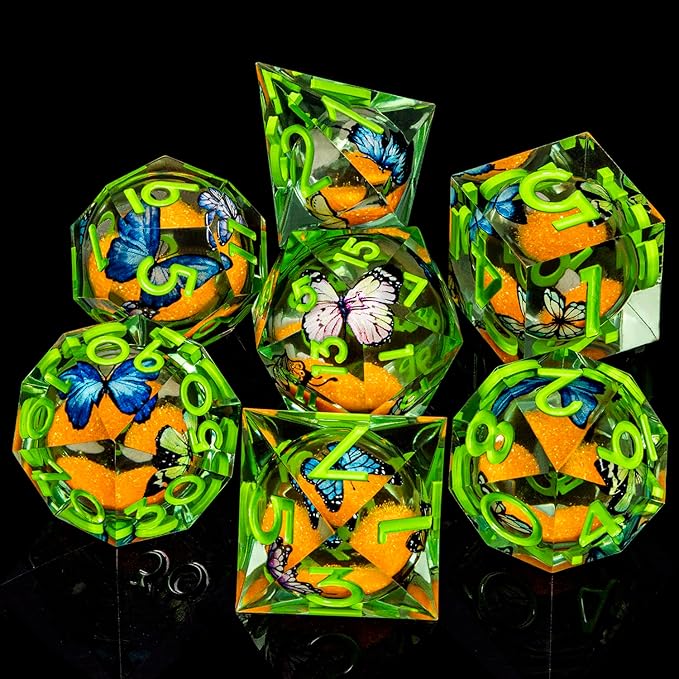 Butterfly DND Dice Green Liquid Core Dice Set - Image 2