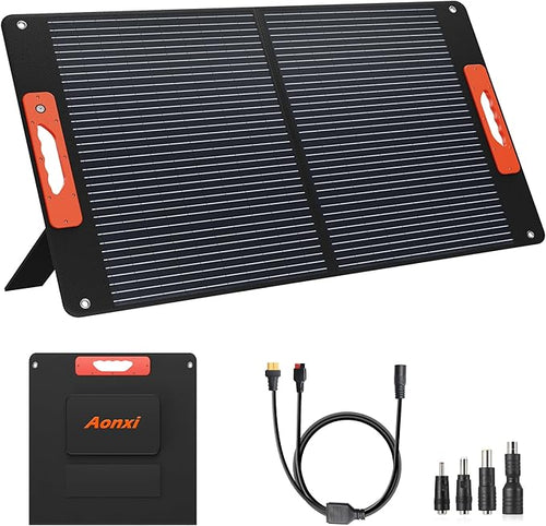 120W Portable Solar Panels for Power Station, Solar Angle Guide, by Aonxi