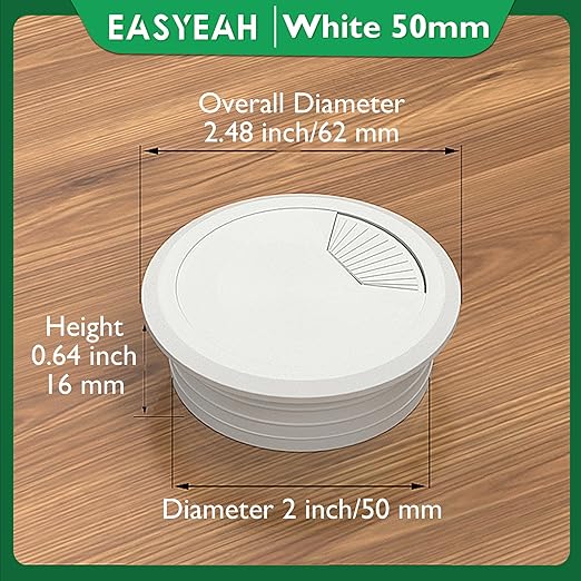 2 Pcs Desk Grommet 2" / 50 mm, Desk Cord Hole Cover, Cable Grommet ABS Plastic - Image 9