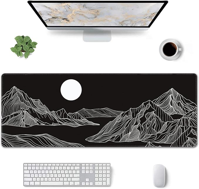 Black and White Mountain Large Mouse Pad, Gaming Keyboard Desk Pad, Extended - Image 2
