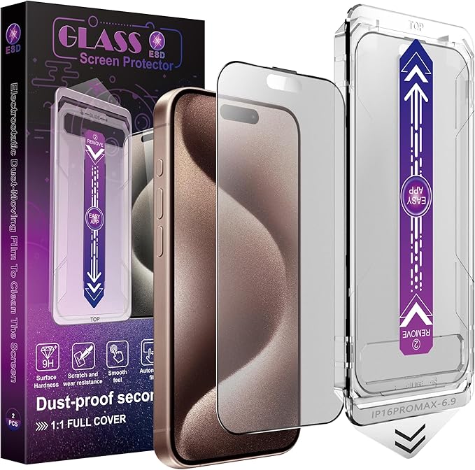 2 Pack Matte Screen Protector for iPhone 16 Pro Max, 9H Tempered Glass by Unknown